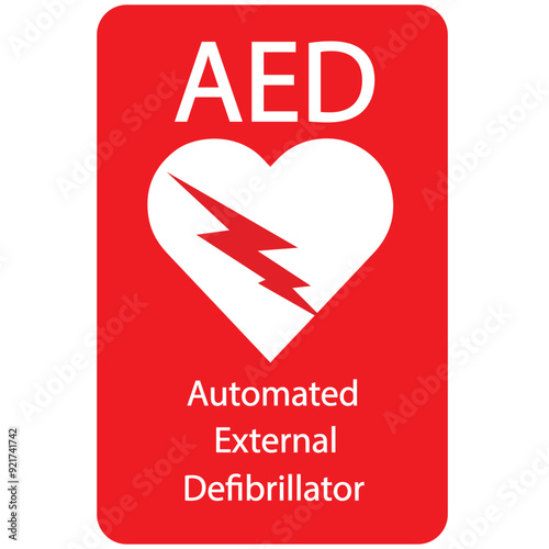 AED,automated external defibrillator aed sign with heart	
