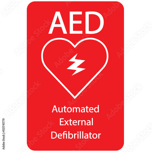 AED,automated external defibrillator aed sign with heart	
