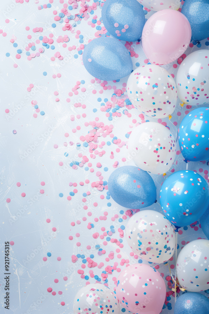 Party Scene with Balloons and Confetti