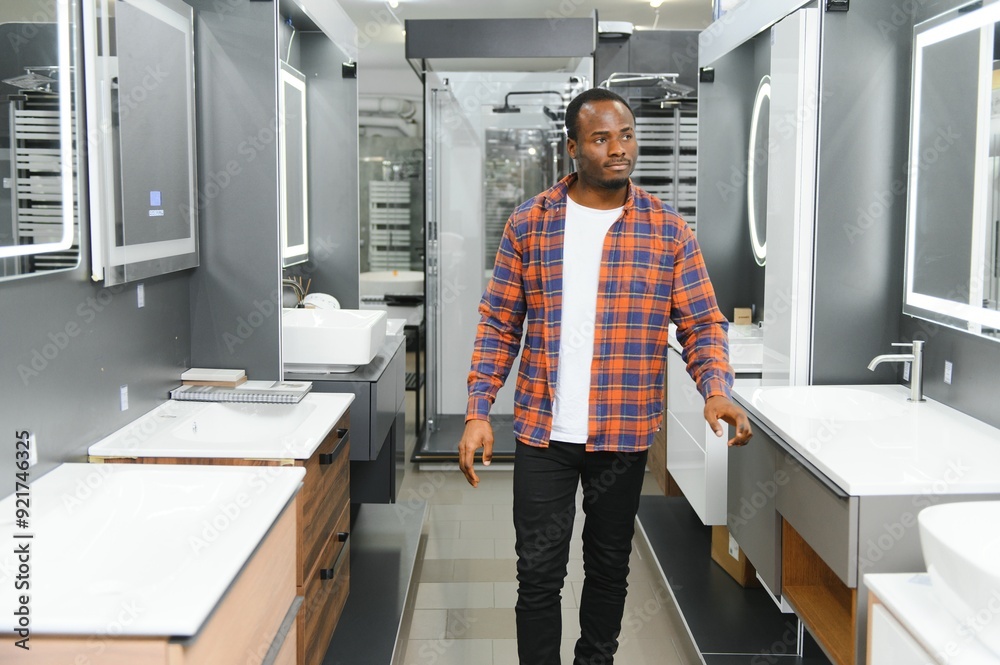 african american at the building market looking for sink into their bathroom african american at the building market looking for sink into their bathroom
