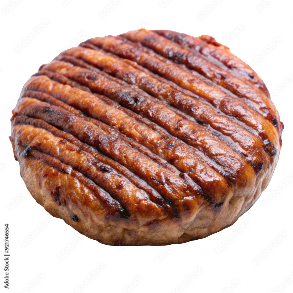 Grilled hamburger meat close up isolated on transparent background Grilled hamburger meat close up isolated on transparent background