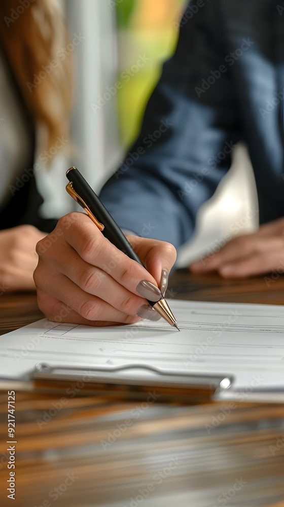 Signing Life Insurance Papers in Office Representing Commitment and Future Planning Signing Life Insurance Papers in Office Representing Commitment and Future Planning