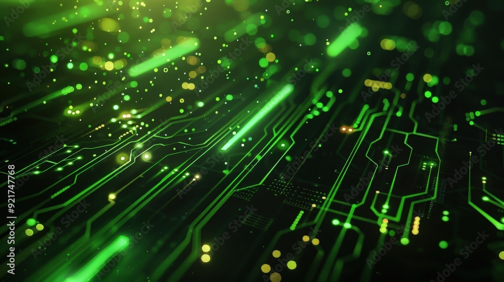 A futuristic abstract technology background with a blend of glowing circuit patterns and data points. A futuristic abstract technology background with a blend of glowing circuit patterns and data points.