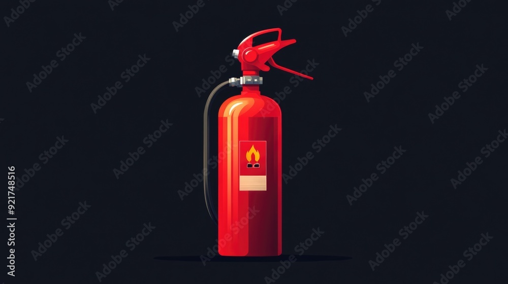 Obraz premium Red Fire Extinguisher Black Background