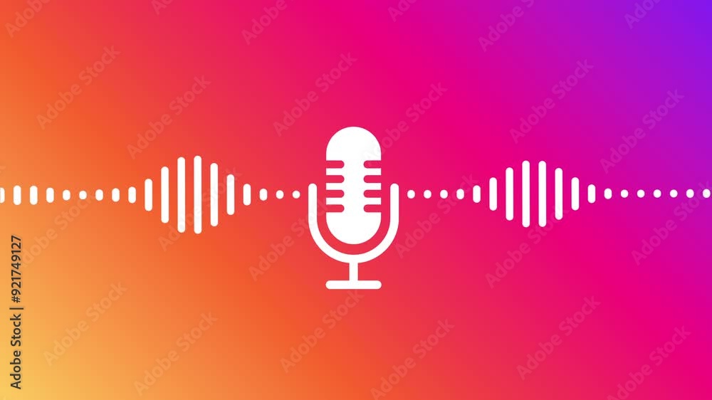 Podcast icon, badge stamp, logo with audio waveform bars animation