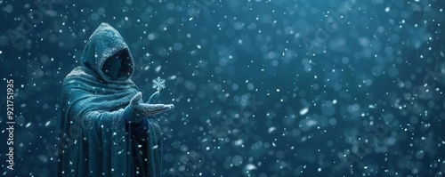 Frost sorcerer with icy spells and snowflakes, frost magic, elemental cold