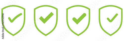 Shield with check mark icon. Protection approve sign. Security shield protected icon. Strong protection concept - stock vector