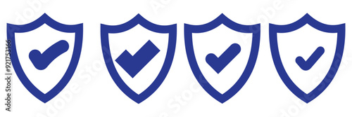 Blue check mark tick verification icon symbol vector.