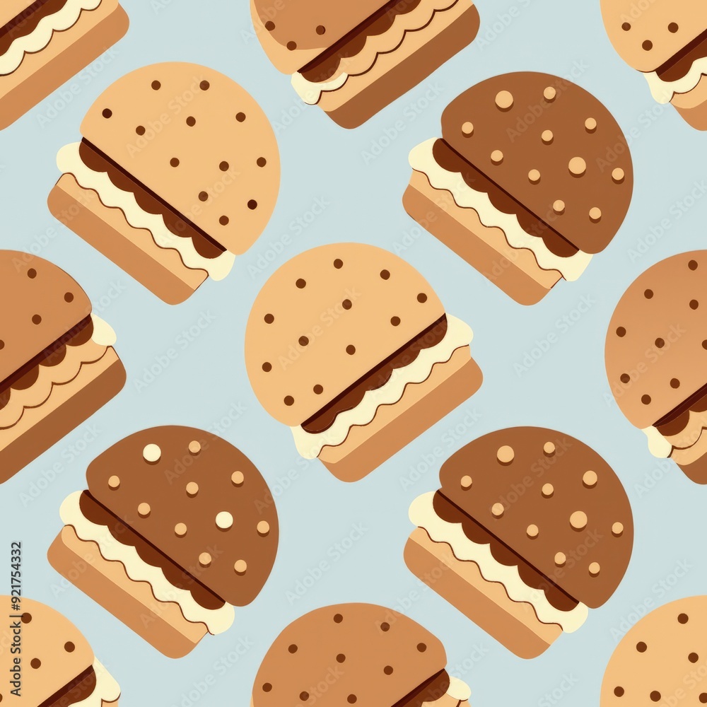 Seamless pattern of ice cream sandwiches with cookie patterns Seamless pattern of ice cream sandwiches with cookie patterns