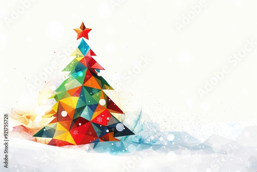 Illustration von einem Abstrakten Polygon Christbaum, edle Weihnachtskarte 