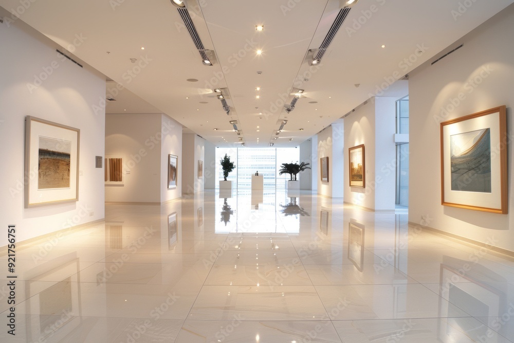 A symmetrical gallery arrangement showcases artworks with balanced and orderly placement, emphasizing harmony and precision. A symmetrical gallery arrangement showcases artworks with balanced and orderly placement, emphasizing harmony and precision.
