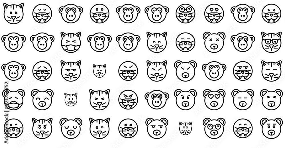 Set Of Emoticon Icons Collection Isolated Silhouette Solid Icons Including Seal,Emoticon,Smiley,Cat,Emoji Vector Icon Set Linear Pictogram Pack Set Of Emoticon Icons Collection Isolated Silhouette Solid Icons Including Seal,Emoticon,Smiley,Cat,Emoji Vector Icon Set Linear Pictogram Pack