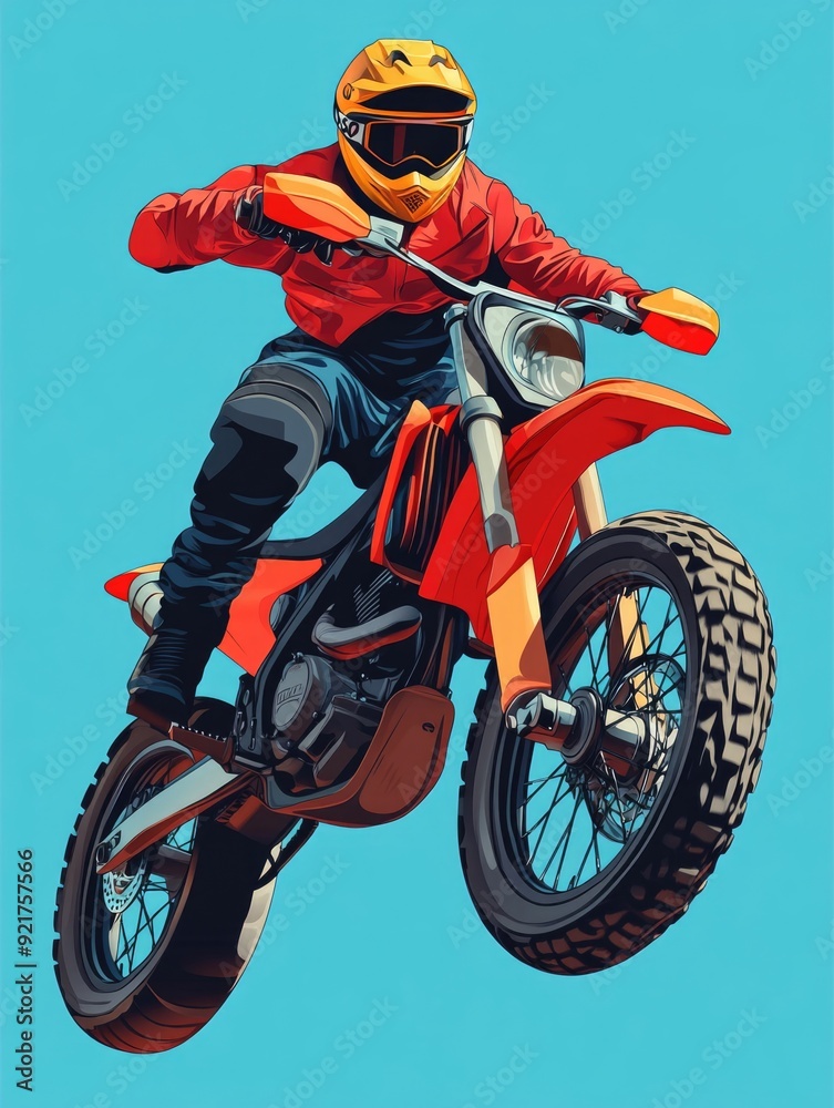 Dirt Bike Rider in Mid-Air Dirt Bike Rider in Mid-Air