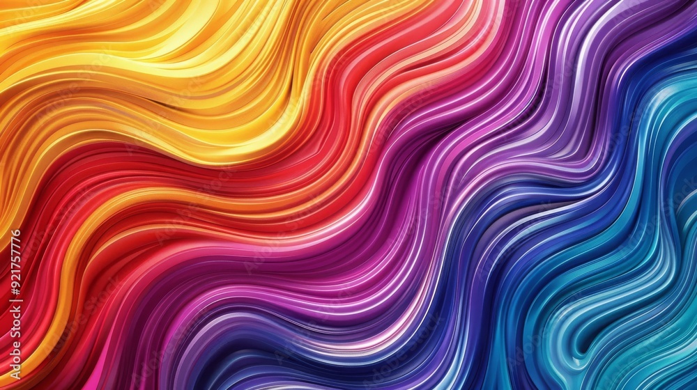 Fototapeta premium A vibrant and dynamic wave of colors, expressing energy and creativity. The smooth transitions between hues evoke a sense of movement and fluidity. 