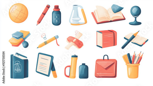 Collection of school and education icons. Perfect for back to school illustrations.