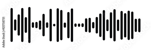 Waves of the equalizer. Vector illustration of music sound on isolated background. Drawing of radio signal painted by black inks. Sketch of musical soundtrack. Etching of voice record. In eps 10.