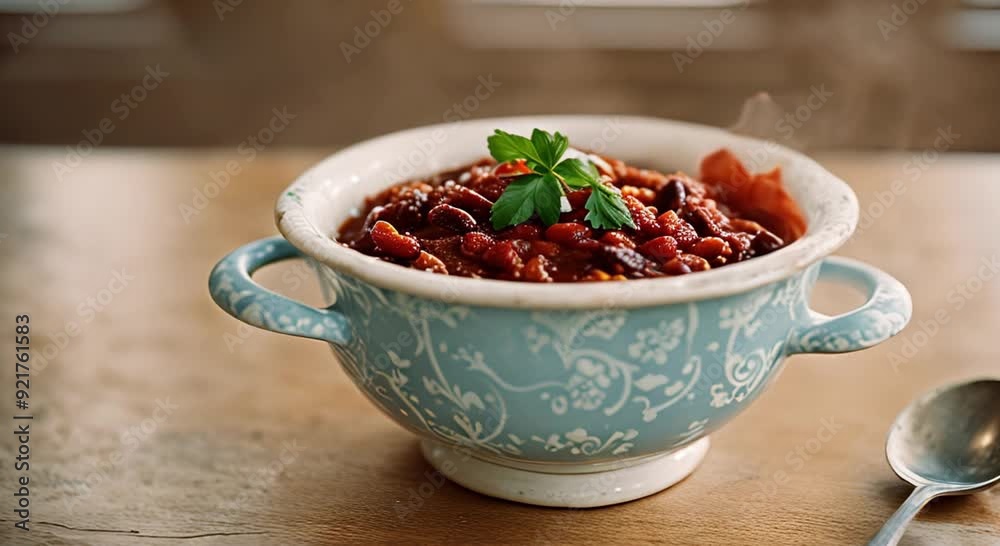 bowls filled with piles of bright red chilies and arranged on the table in slow motion bowls filled with piles of bright red chilies and arranged on the table in slow motion