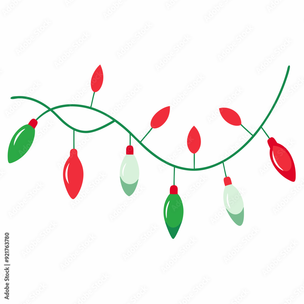 Fototapeta premium Bow christmas lights garland art vector illustrator