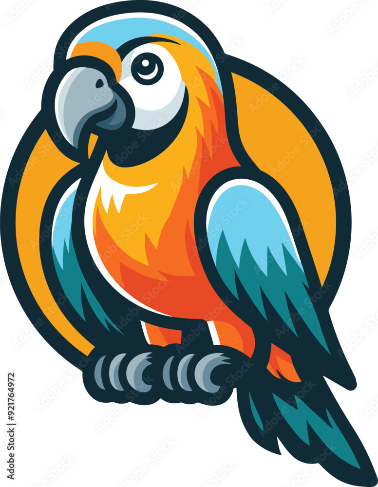 Fototapeta premium Cute Parrot Cartoon Mascot Illustration 