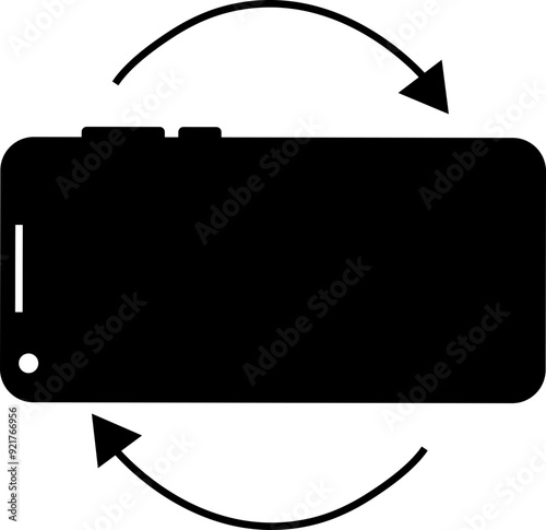 Rotate Mobile phone icon in flat style. Device rotation symbol. Turn your device. Vector illustration sign for web site or mobile app isolated on transparent background. Auto rotate screen fill icon.