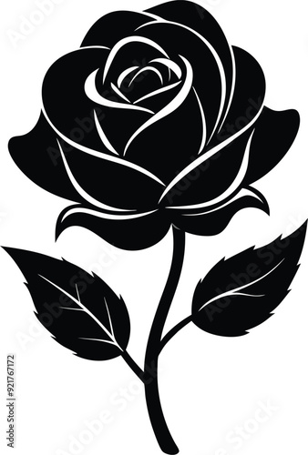 rose flower vector icon black vector on white background
