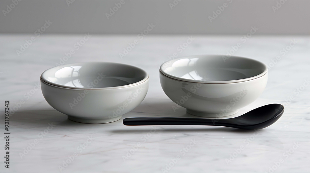 Silent Sophistication, Isolated Bowls on Solid Background for a Peaceful Atmosphere Silent Sophistication, Isolated Bowls on Solid Background for a Peaceful Atmosphere