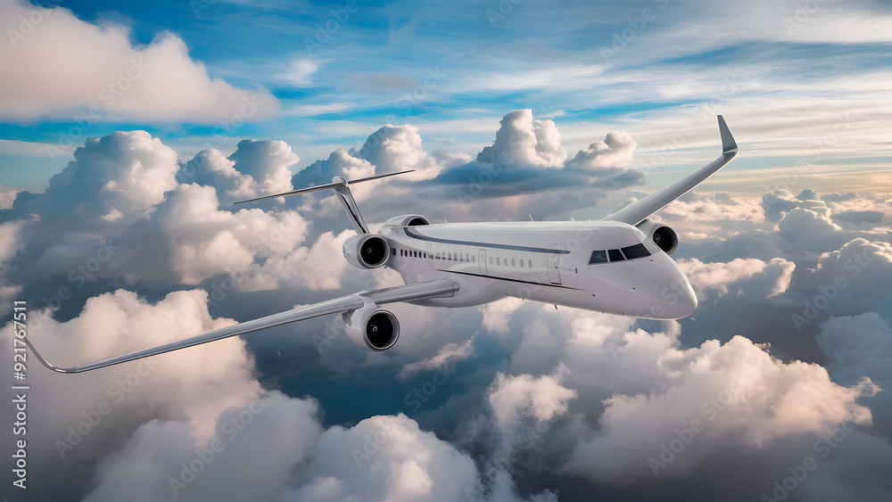 Obraz premium Airplane in the sky, over the cloudy sky, airplanes