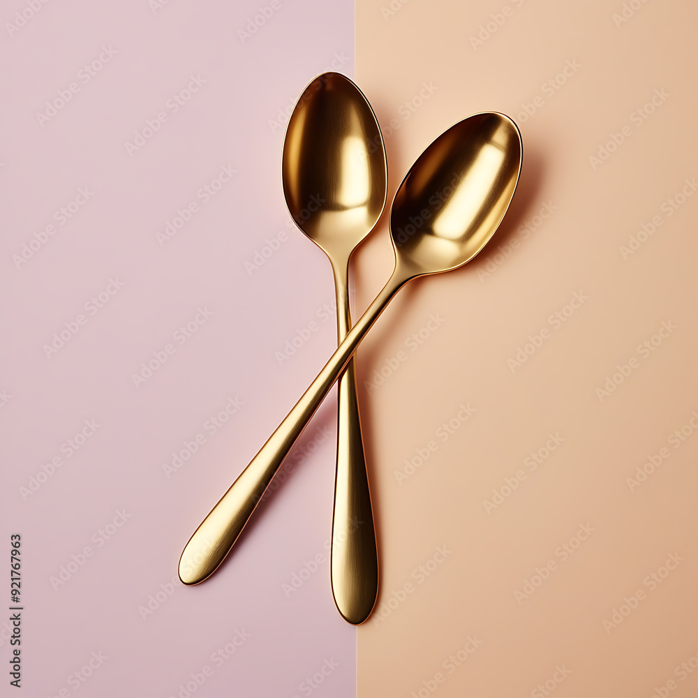 Isolated silver spoon and fork on blue backdrop, essential stainless steel cutlery tools for dining Isolated silver spoon and fork on blue backdrop, essential stainless steel cutlery tools for dining