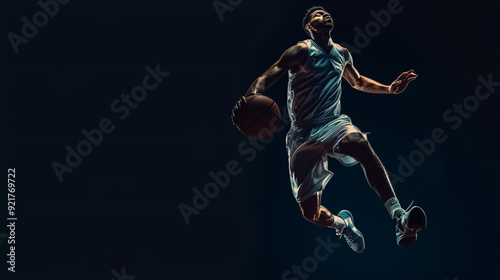 Young Professional Basketball Player in Action: A young professional basketball player 