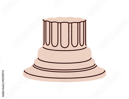 Greek column base, antique architecture. Classic ancient Roman design element...