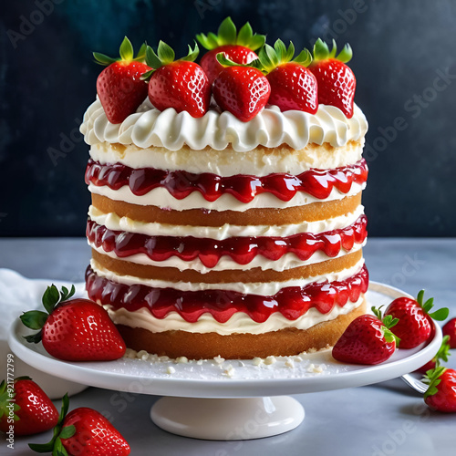 Three Layered Strawbeerry with Delicious Jam photo