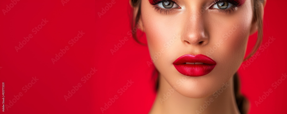 Glamorous Woman with Bold Makeup and Red Lips Glamorous Woman with Bold Makeup and Red Lips