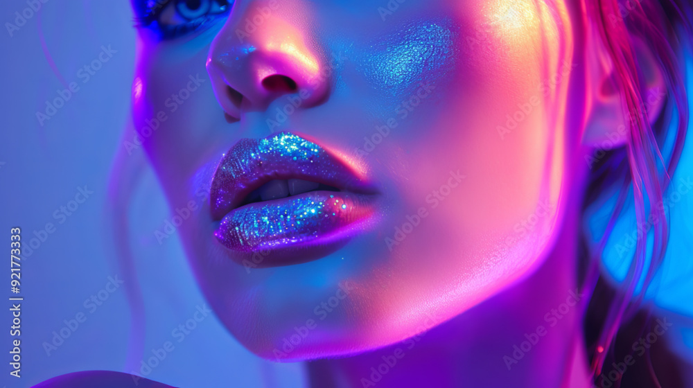 High Fashion Model with Neon Makeup High Fashion Model with Neon Makeup