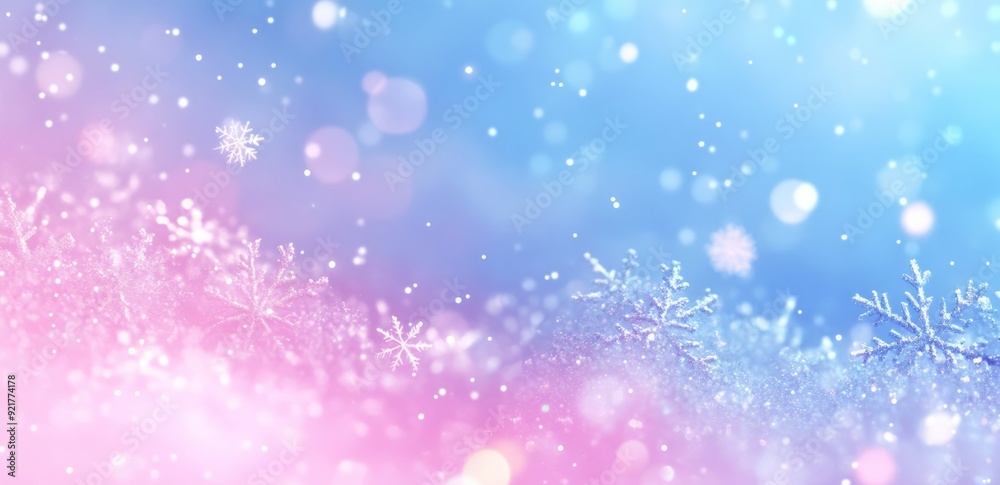 abstract background with bokeh lights and pastel blue gradient sky