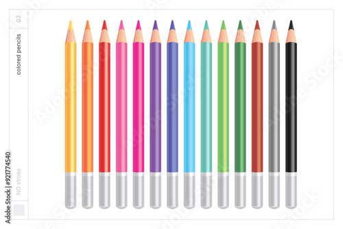 Colored pencils. Vector illustration. NO stroke.