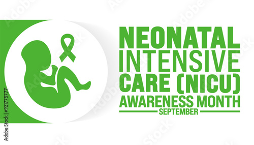 National Neonatal Intensive Care NICU Awareness Month is observed every year in September. Holiday concept. Template for background, banner, card, poster, placard, design template with unique shapes.
