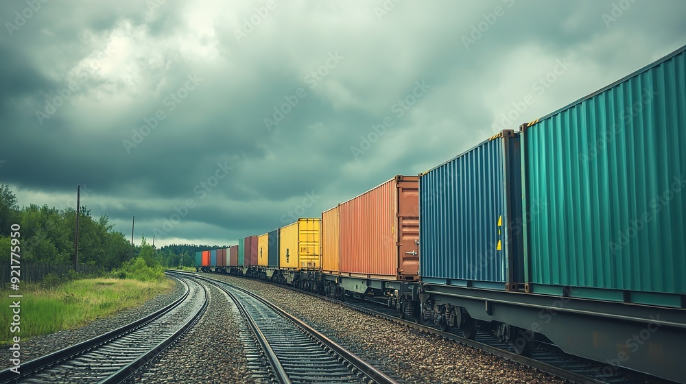 Freight train loaded with containers Freight train loaded with containers