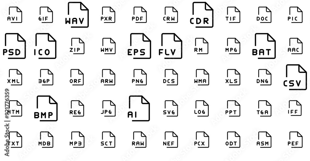 Mega Set Of Vector File Format Rude Icons Collection Isolated Silhouette Solid Icons Including Extension,Format,File,File-Format,Ico-File Infographic Simple Vector Illustration Logo