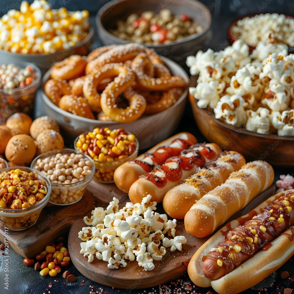 Festive Street Food Fare at Lively Carnival or Fairground Festive Street Food Fare at Lively Carnival or Fairground