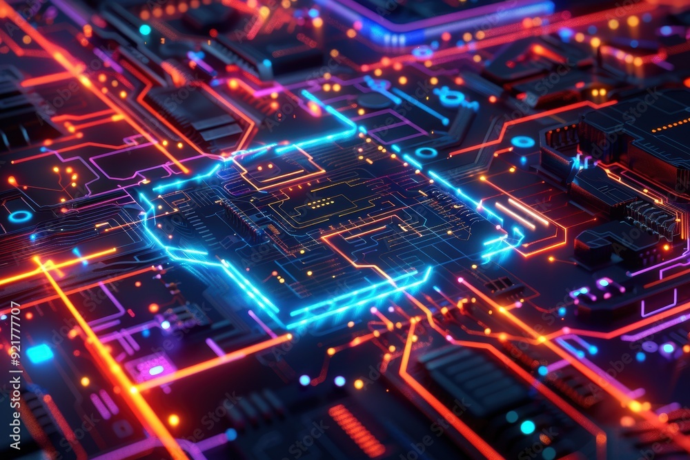 A futuristic scene features neon blue glowing cubes and lines, blending into an abstract background that highlights the cutting-edge aesthetics of modern technology. A futuristic scene features neon blue glowing cubes and lines, blending into an abstract background that highlights the cutting-edge aesthetics of modern technology.