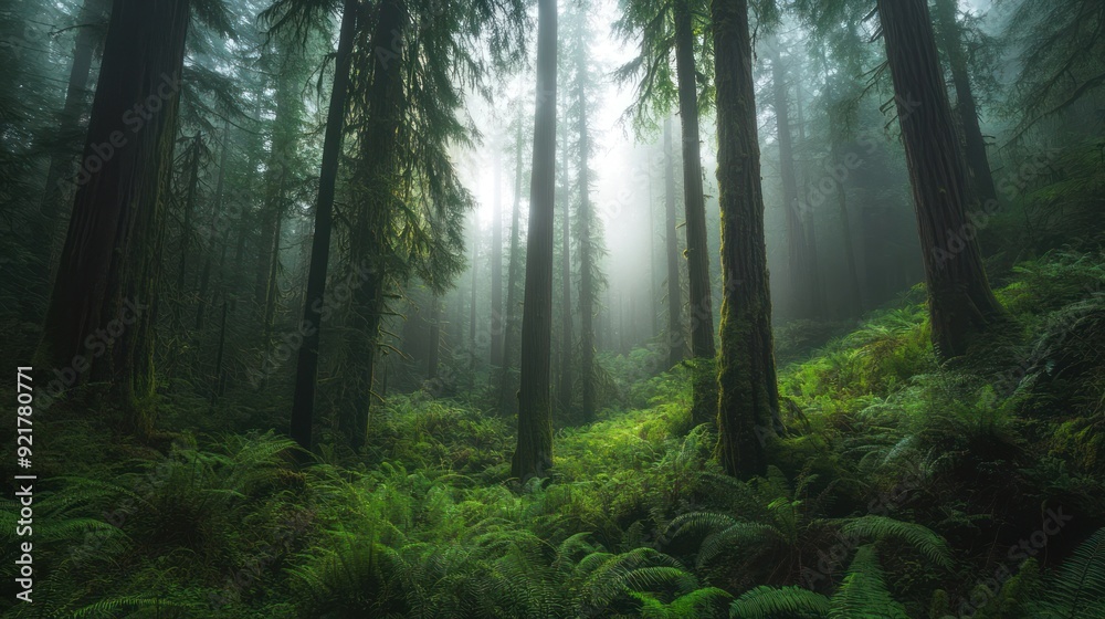 Obraz premium Misty Redwood Forest