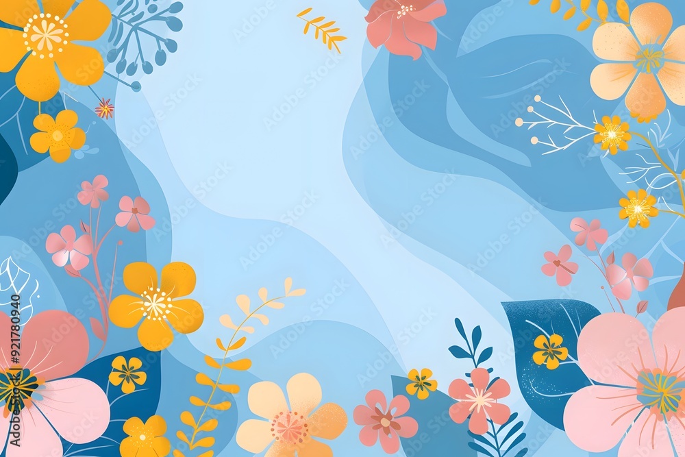 Fototapeta premium Colorful watercolour floral background presentation design with space for copy