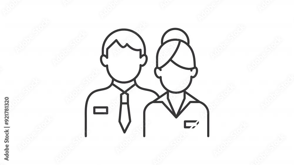 Animated company staff icon. Corporate employee line animation. Business professionals. Human resources. Black illustration on white background. HD video with alpha channel. Motion graphic Animated company staff icon. Corporate employee line animation. Business professionals. Human resources. Black illustration on white background. HD video with alpha channel. Motion graphic