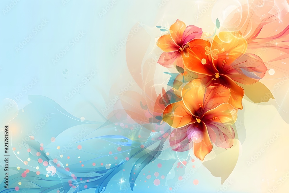 Obraz premium Colorful watercolour floral background presentation design with space for copy
