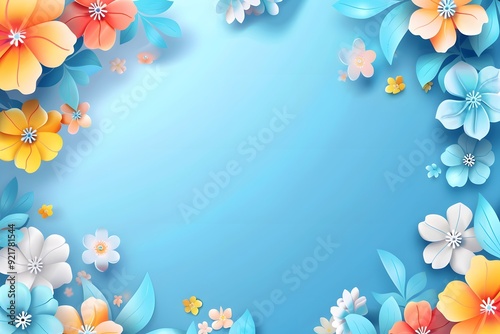 Colorful watercolour floral background presentation design with space for copy