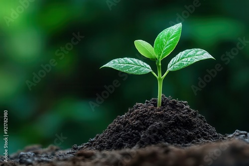 A fresh green sprout emerging from rich soil, symbolizing growth, nature, and new beginnings.