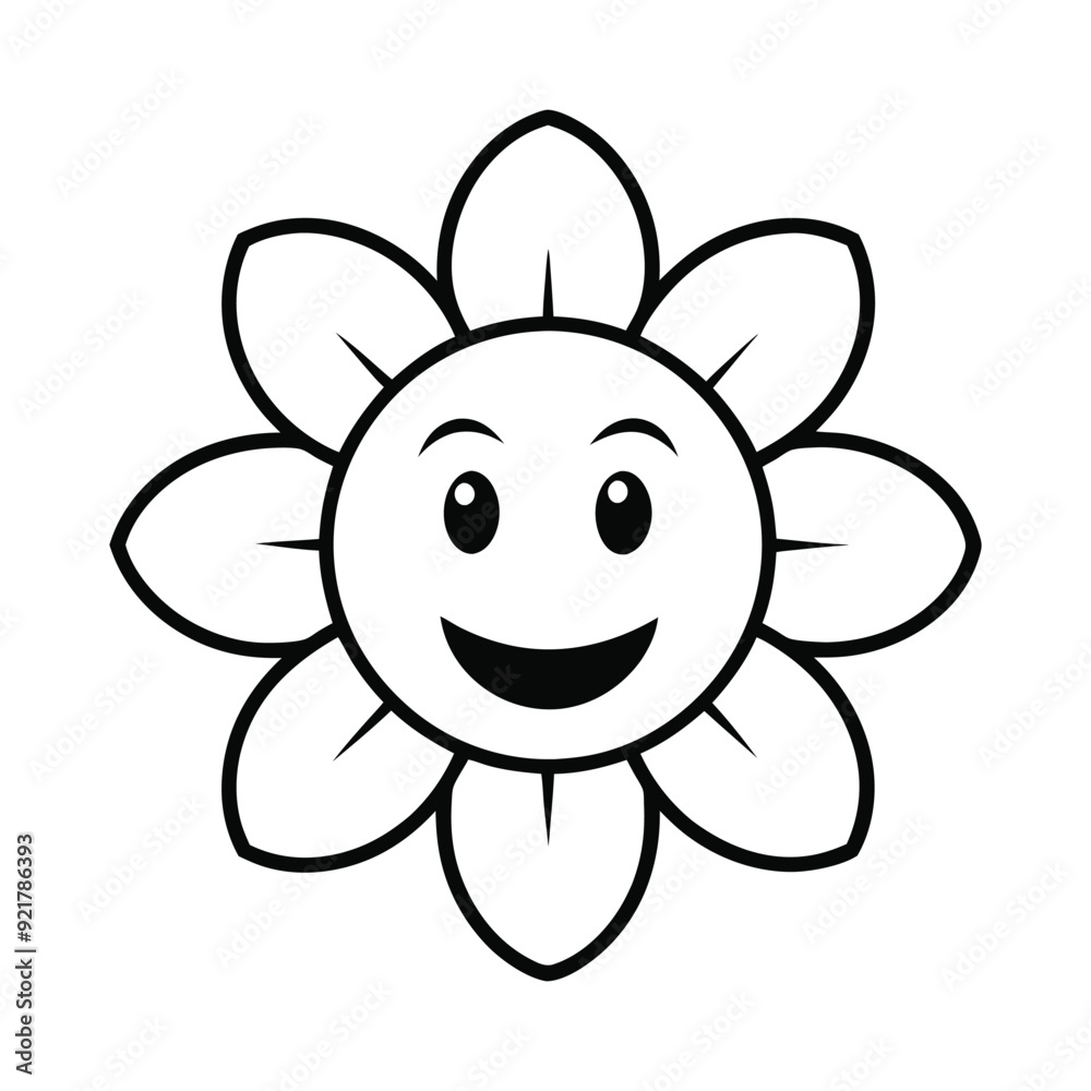 Retro Emoji Outline Design, flower smiley face Icon illustration Retro Emoji Outline Design, flower smiley face Icon illustration