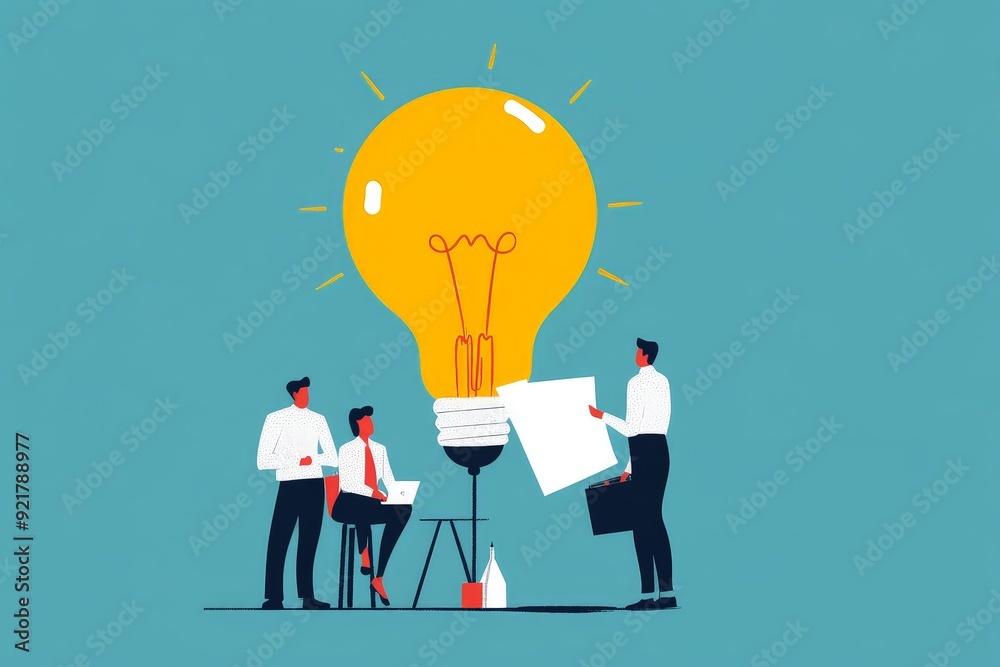 Modern Office Collaboration for Creative Project Management Concept - Minimalist Creativity Flat Illustration Style Modern Office Collaboration for Creative Project Management Concept - Minimalist Creativity Flat Illustration Style