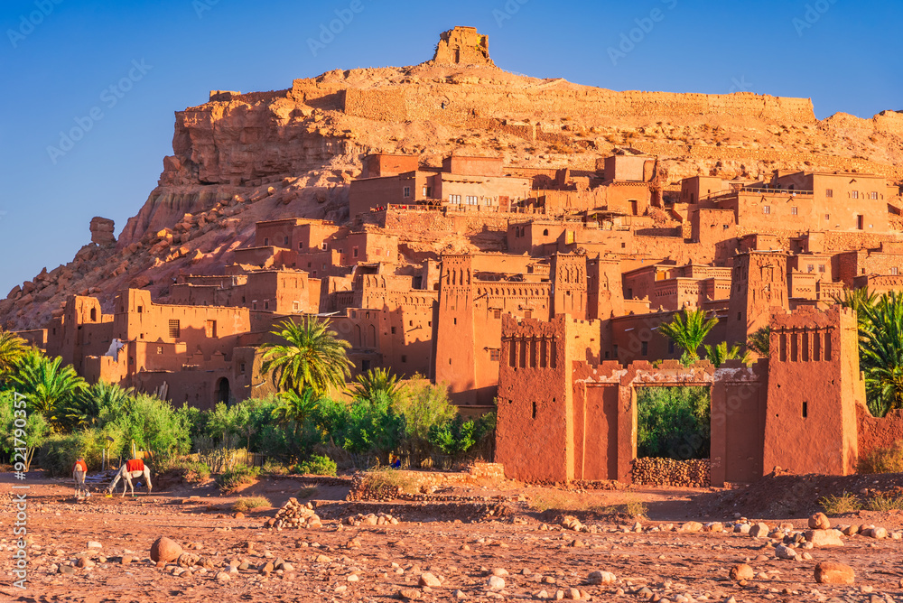 Ait Benhaddou, Morocco. Famous old clay town in High Atlas, North Africa.