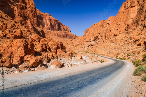 Obraz na płótnie Todgha Gorge, Morocco. Wadi (limestone river canyons) in the eastern part of the High Atlas Mountains, North Africa w salonie